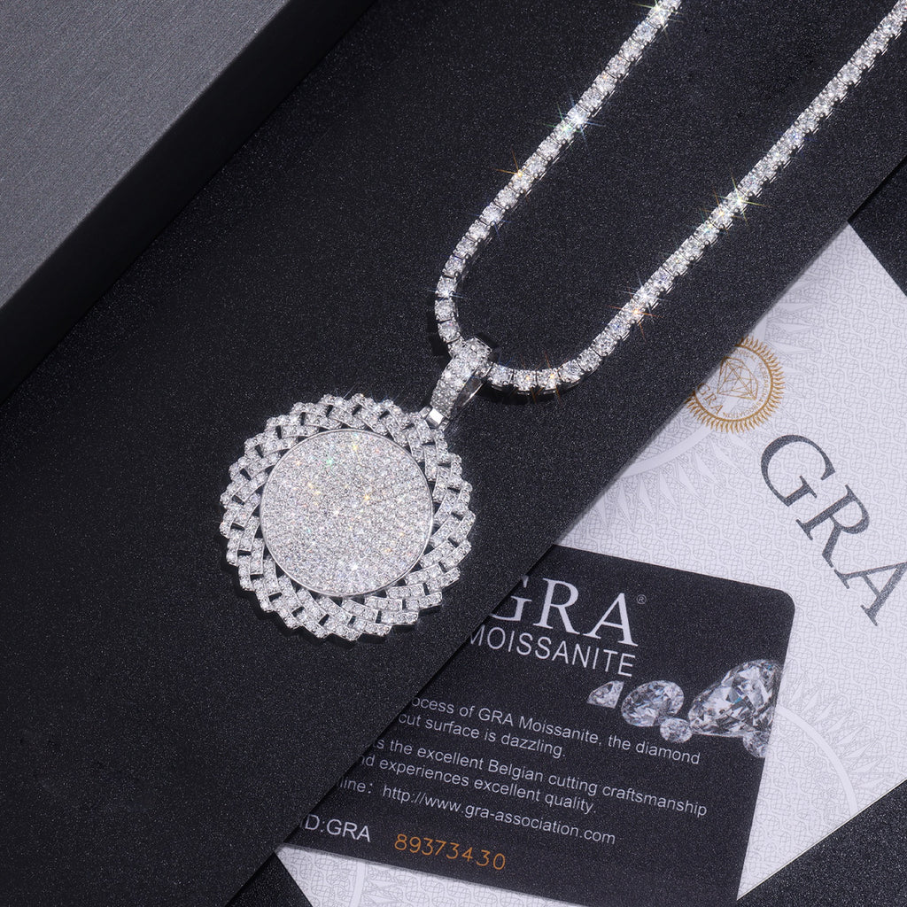 Raggiato Moissanite Medallion Necklace in Sterling Silver
