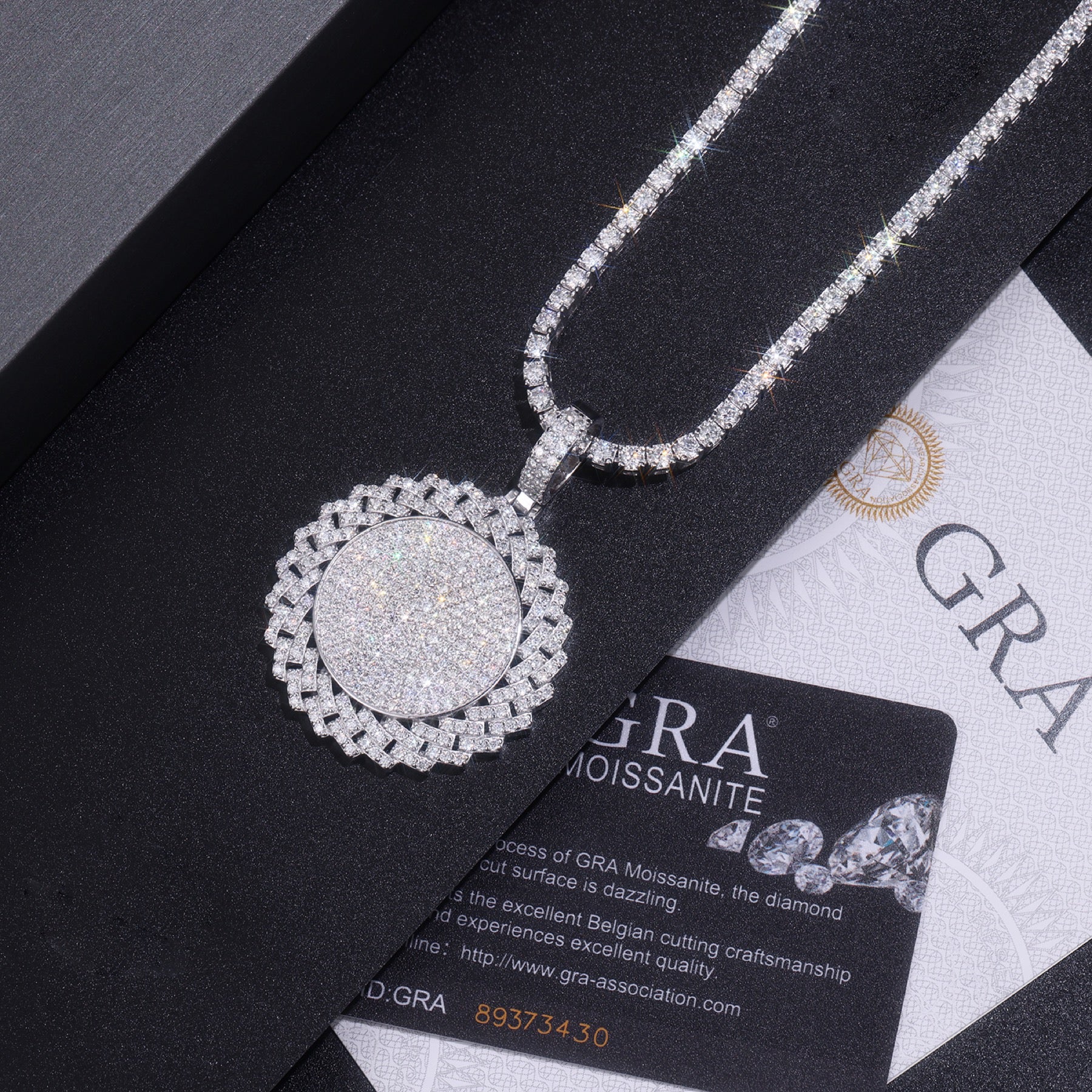 Raggiato Moissanite Medallion Necklace in Sterling Silver