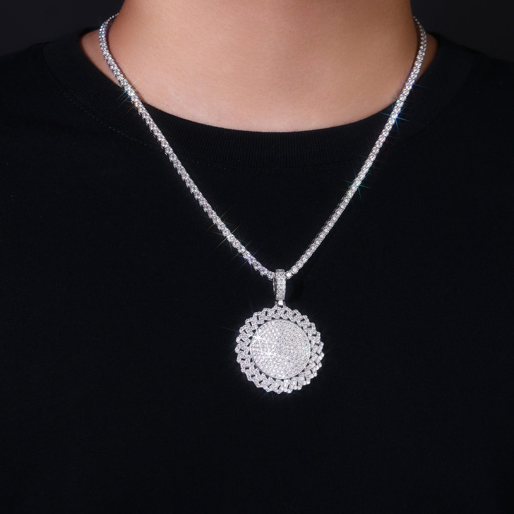 Raggiato Moissanite Medallion Necklace in Sterling Silver