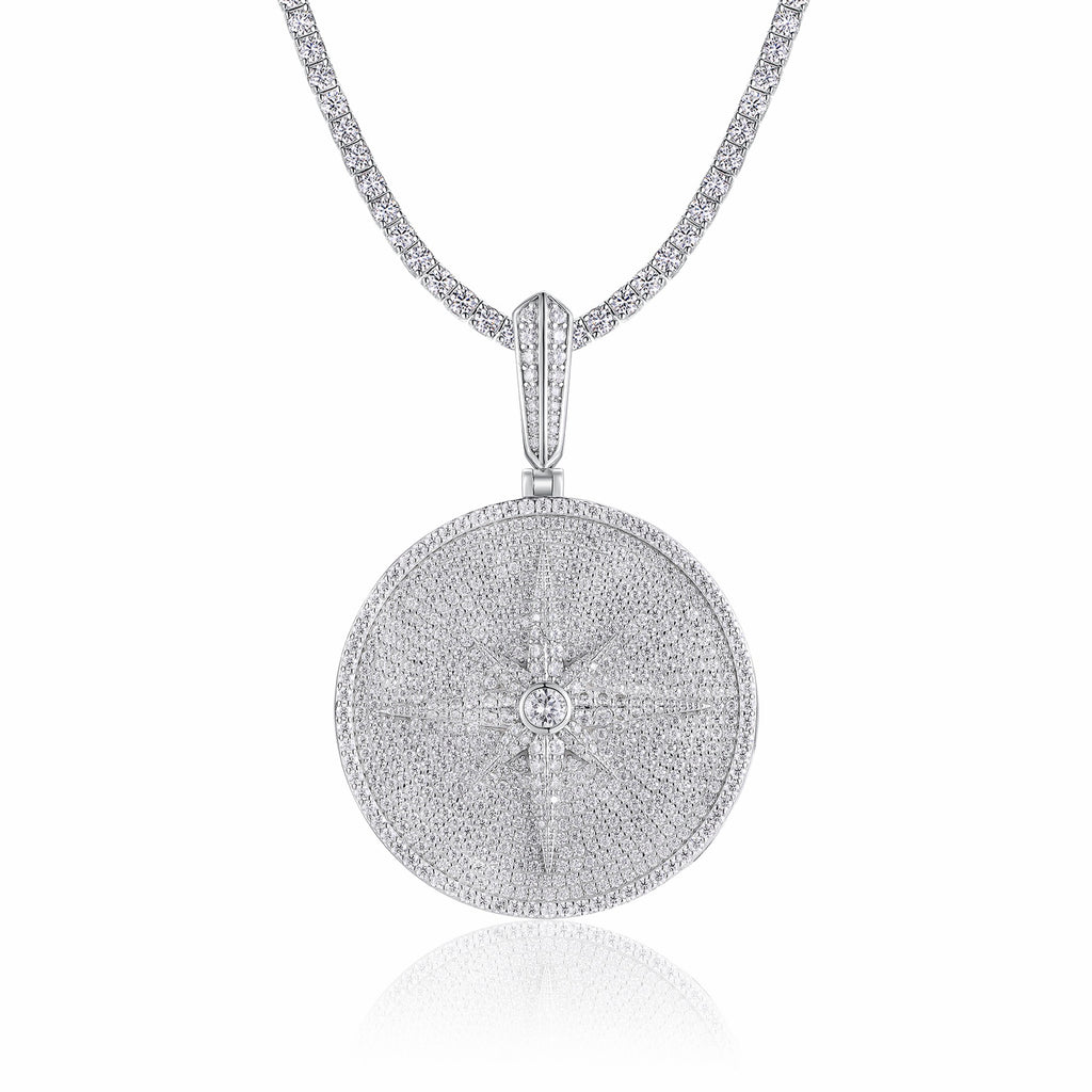Splendente Moissanite Medallion Necklace in Sterling Silver