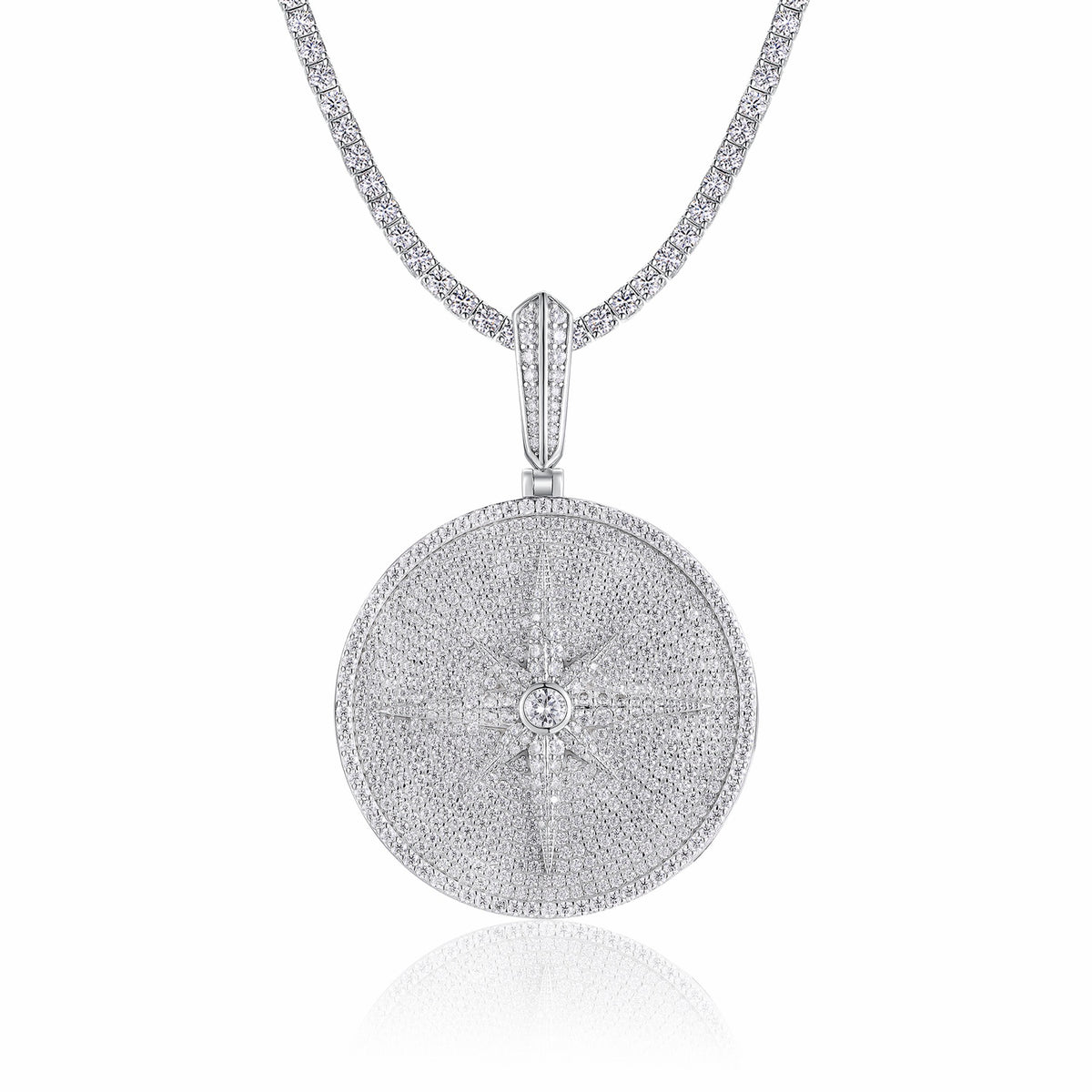 Splendente Moissanite Medallion Pendant in Sterling Silver
