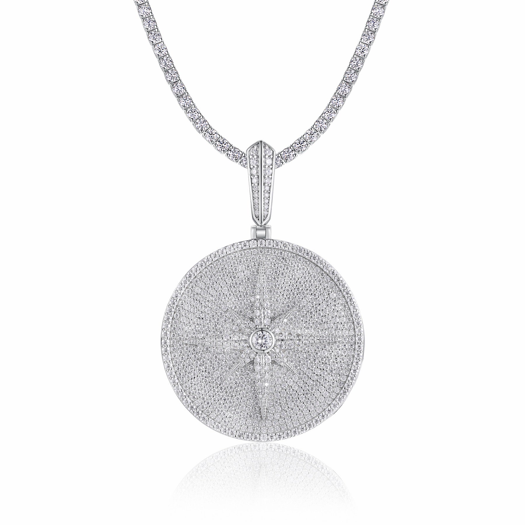 Splendente Moissanite Medallion Necklace in Sterling Silver