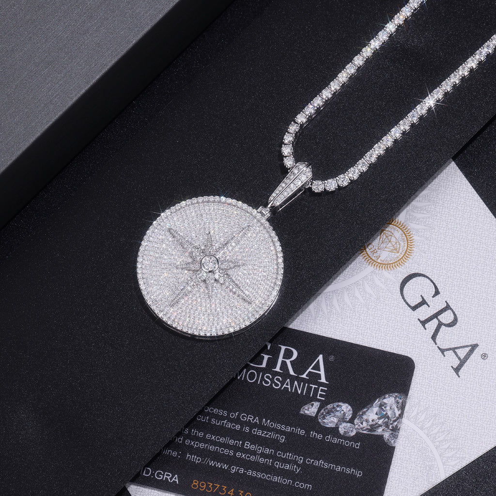 Splendente Moissanite Medallion Necklace in Sterling Silver