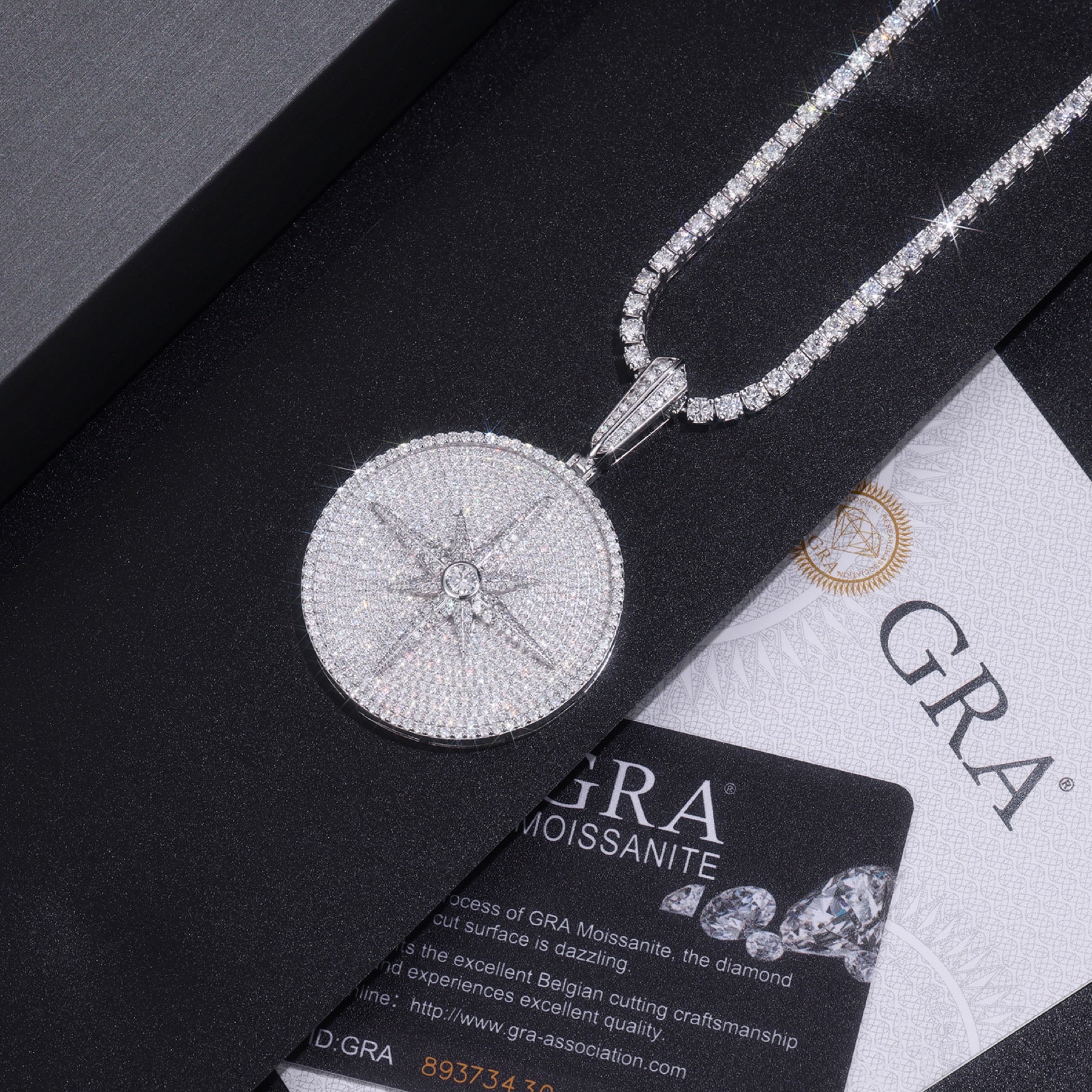 Splendente Moissanite Medallion Necklace in Sterling Silver