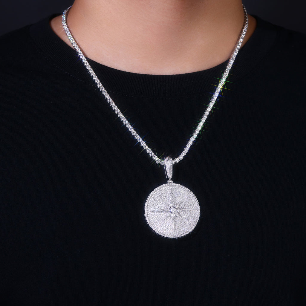 Splendente Moissanite Medallion Necklace in Sterling Silver