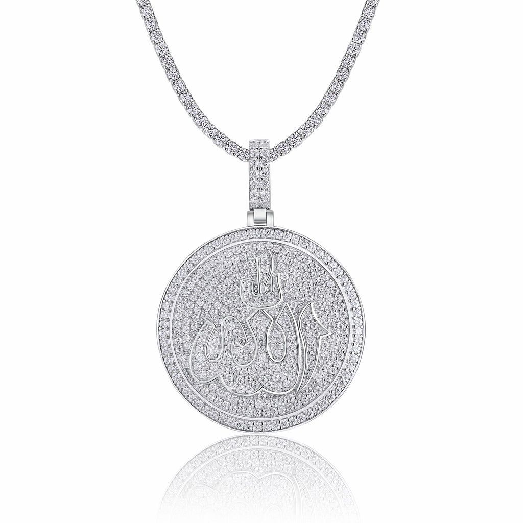 Icona Moissanite Medallion Necklace in Sterling Silver