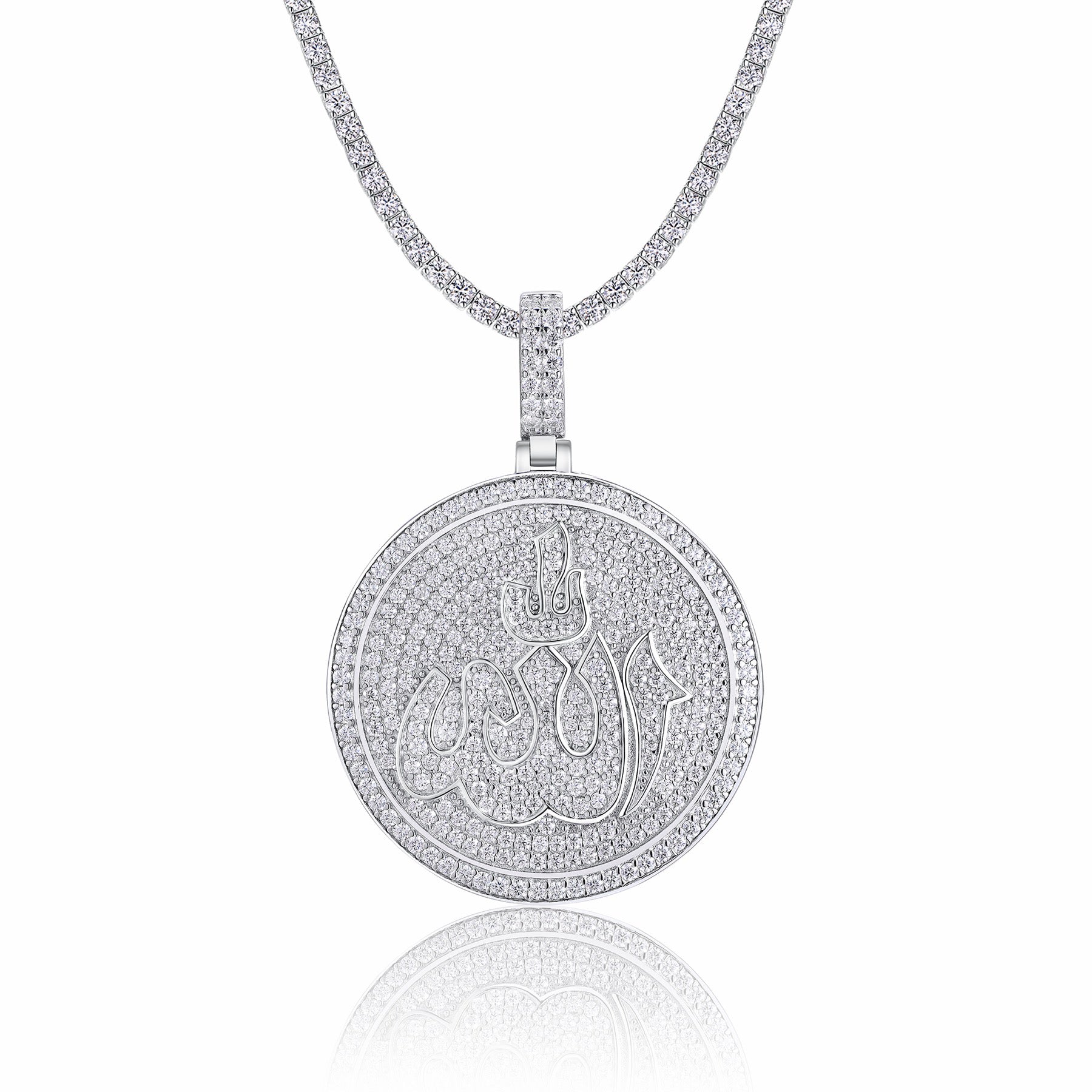 Icona Moissanite Medallion Necklace in Sterling Silver