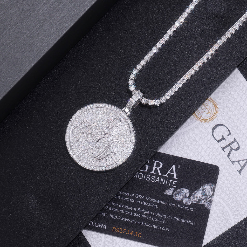 Icona Moissanite Medallion Necklace in Sterling Silver