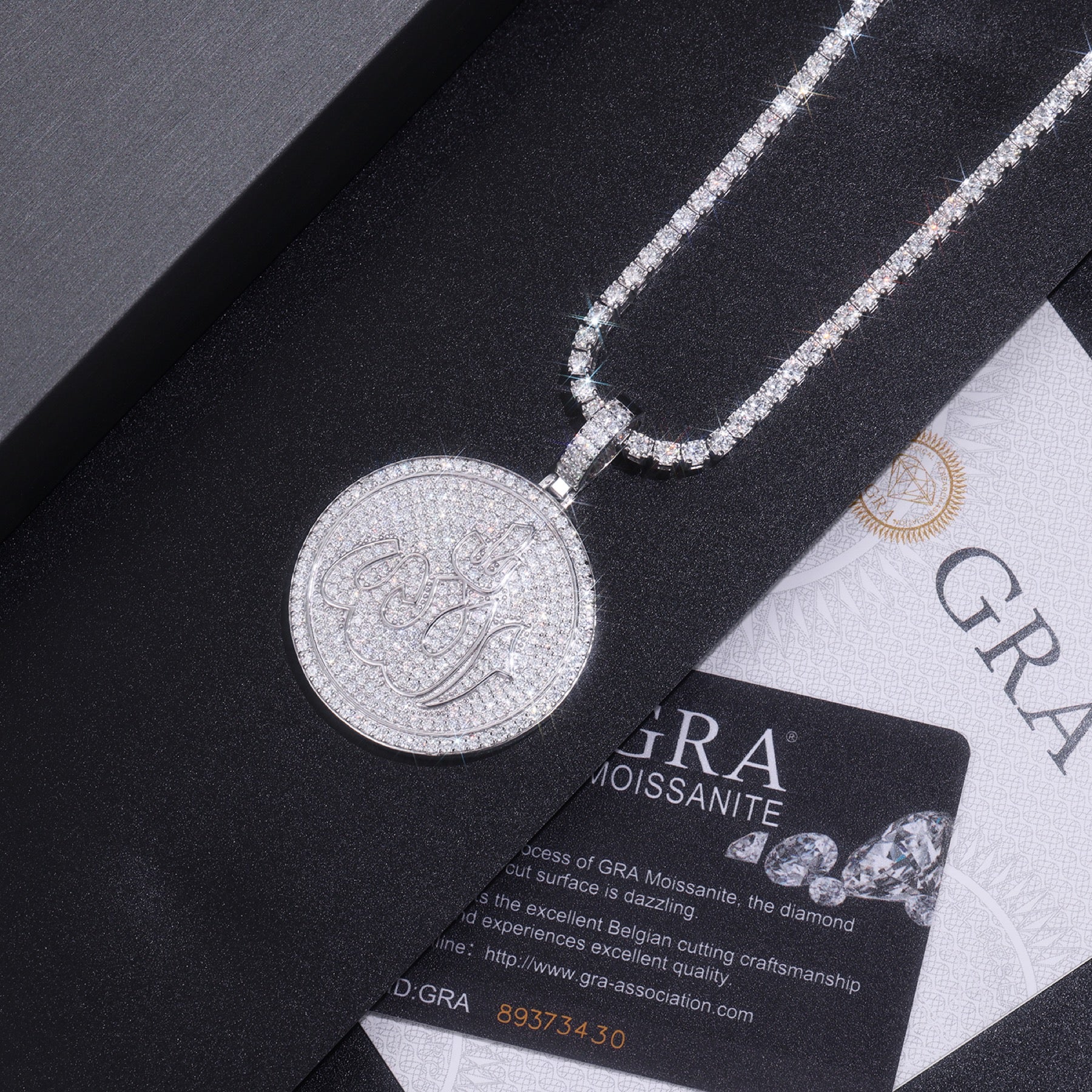 Icona Moissanite Medallion Necklace in Sterling Silver