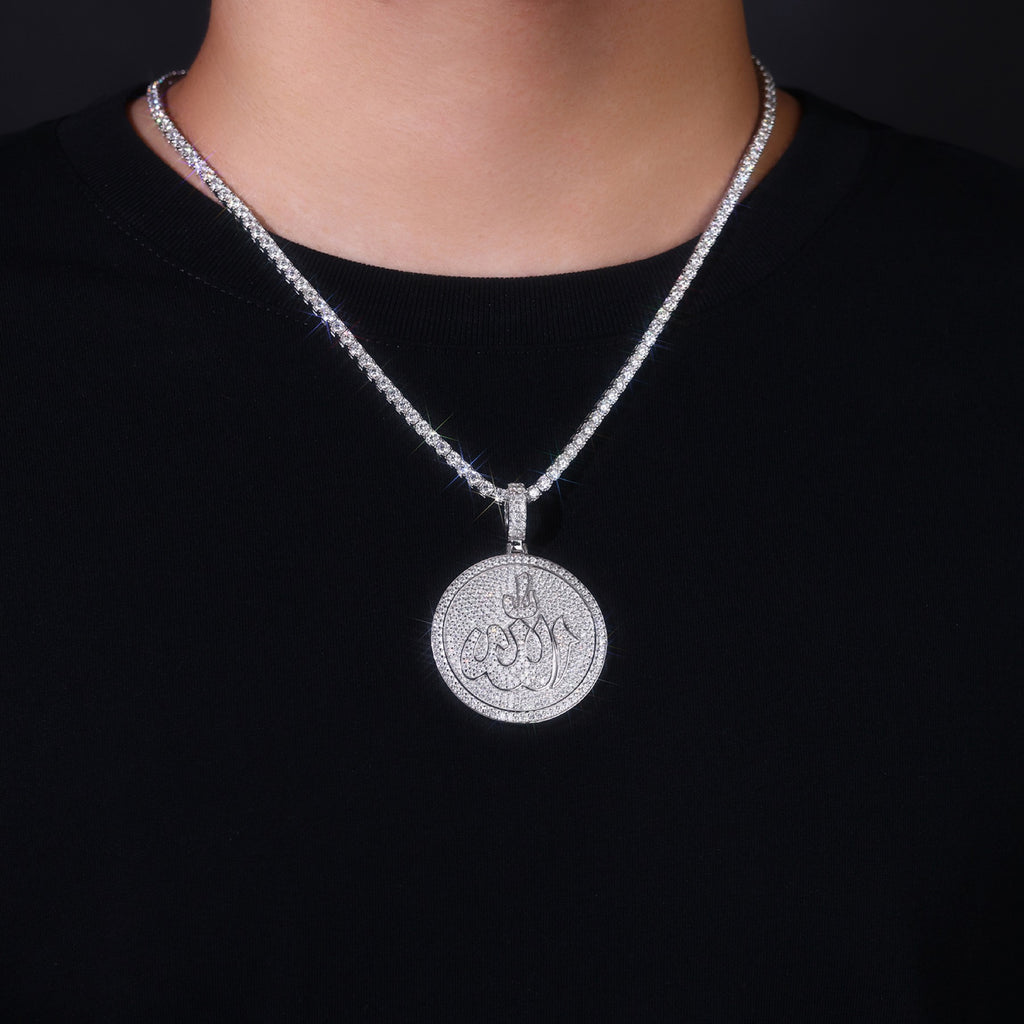 Icona Moissanite Medallion Necklace in Sterling Silver