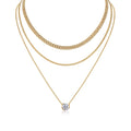 Fase Moissanite Layered Necklace in Gold-Tone Sterling Silver