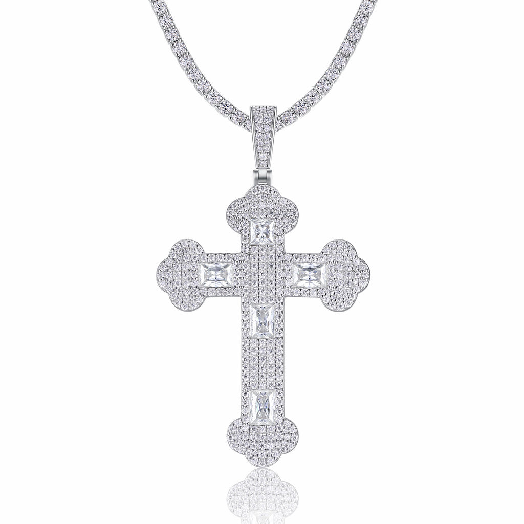 Reliquia Moissanite Cross Necklace in Sterling Silver