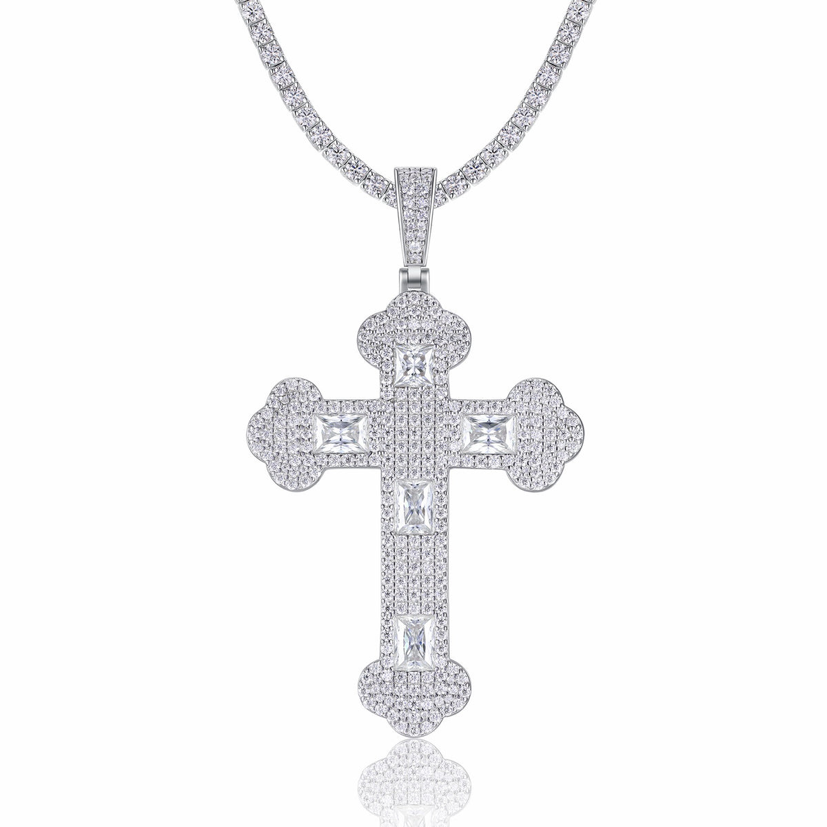 Reliquia Moissanite Cross Pendant in Sterling Silver