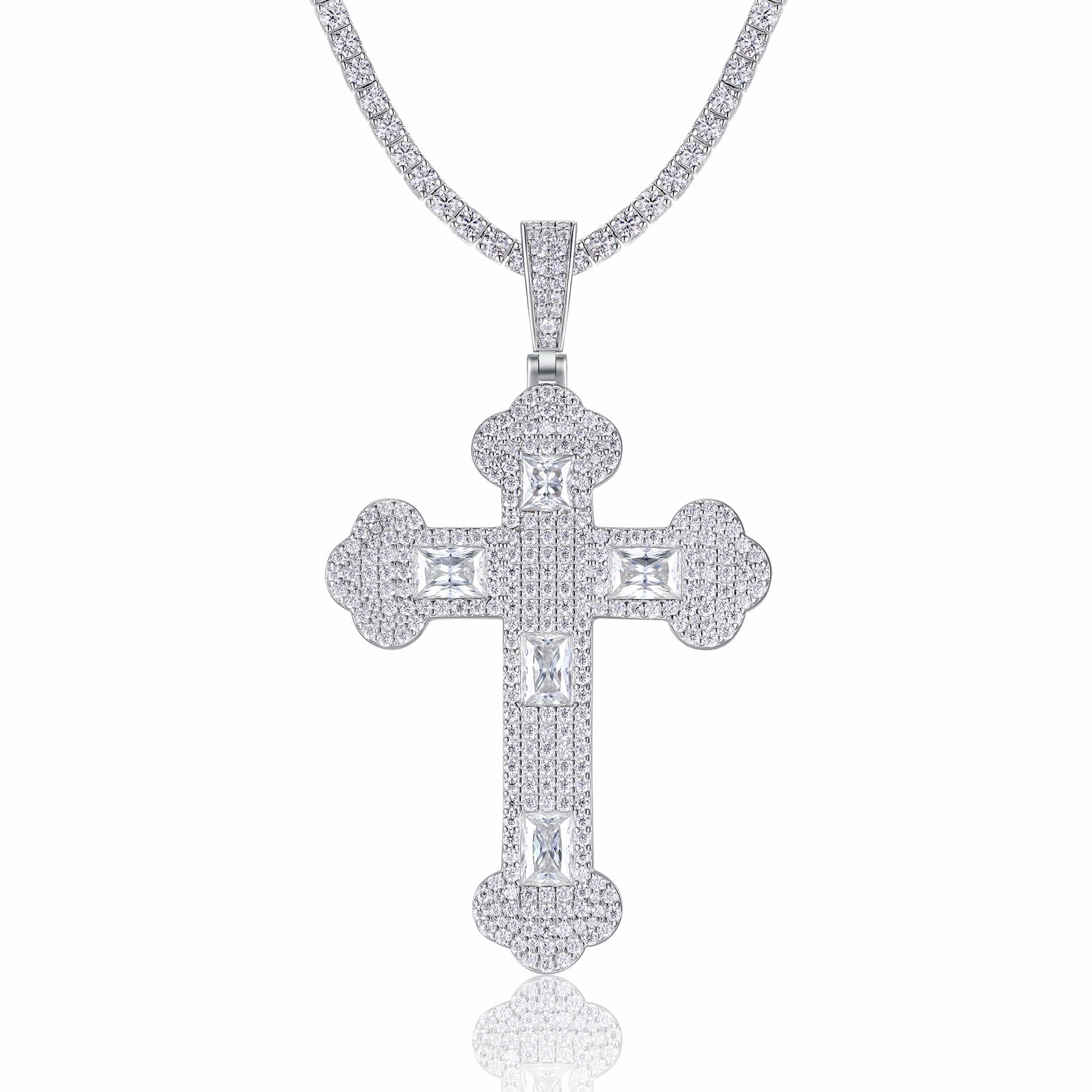 Reliquia Moissanite Cross Necklace in Sterling Silver