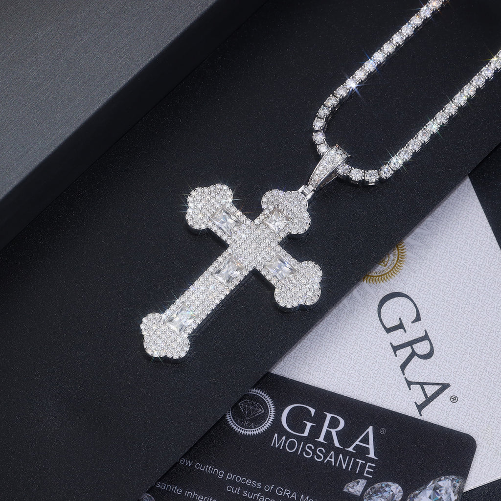 Reliquia Moissanite Cross Necklace in Sterling Silver