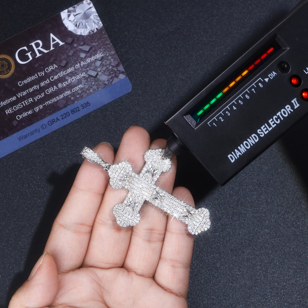 Reliquia Moissanite Cross Necklace in Sterling Silver