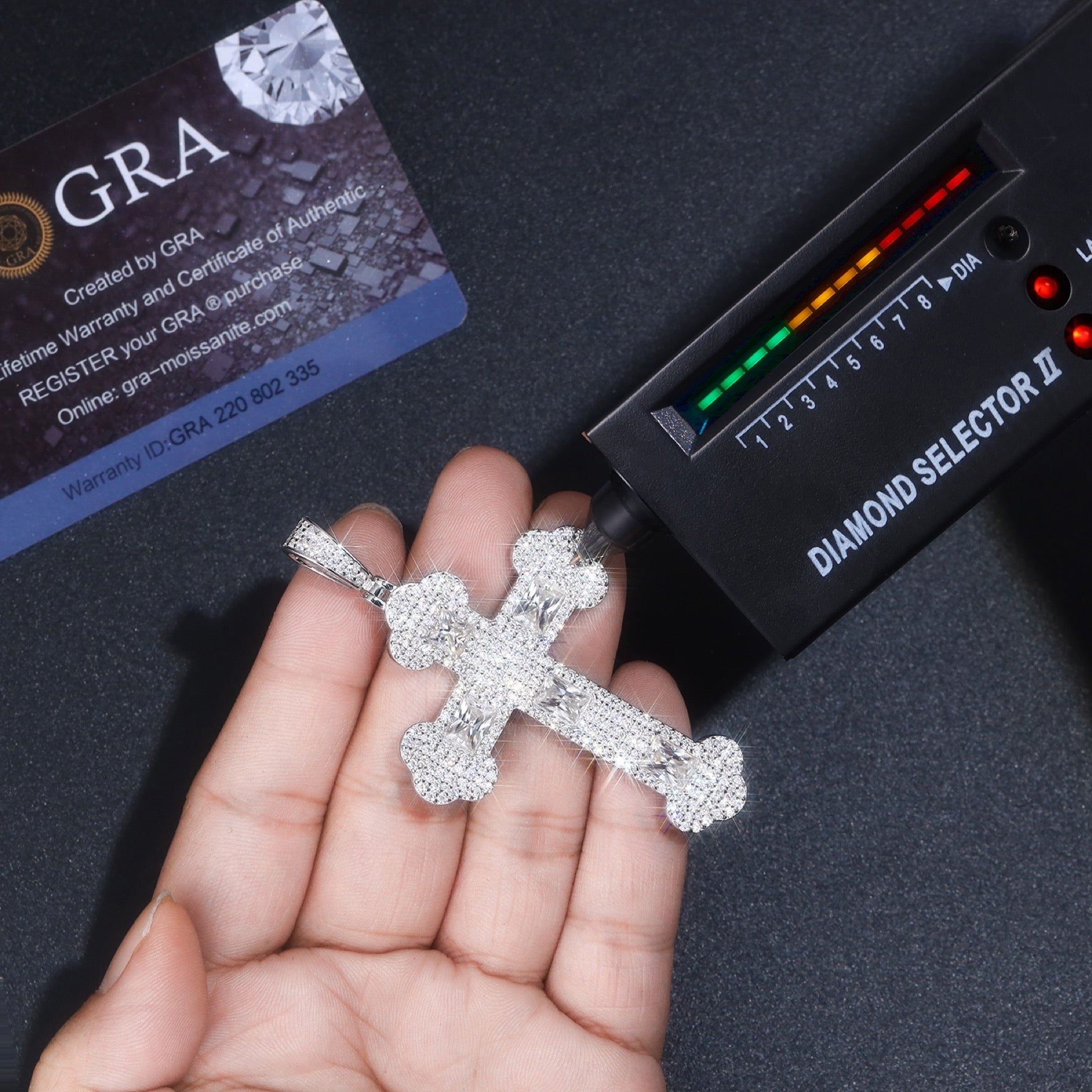 Reliquia Moissanite Cross Necklace in Sterling Silver