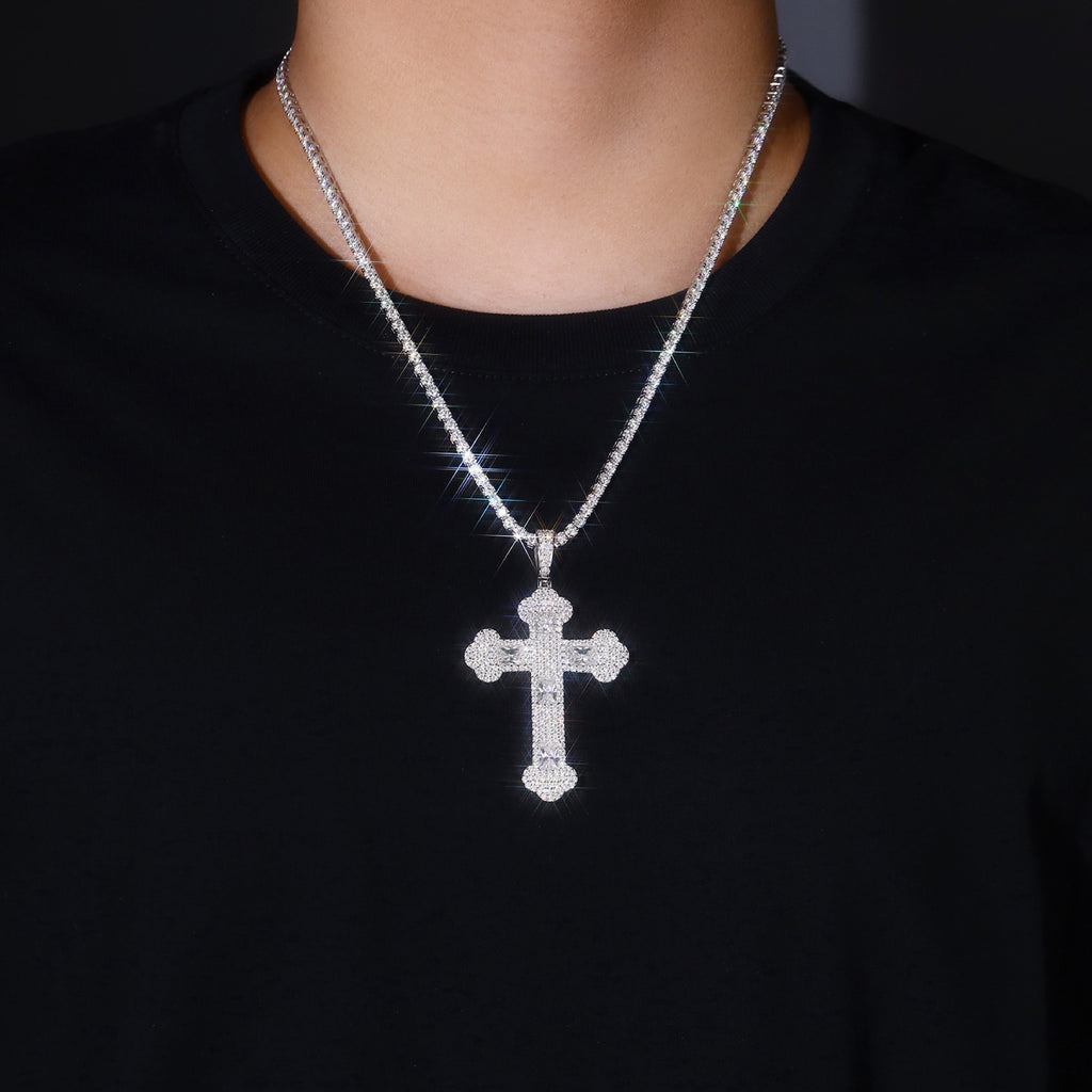 Reliquia Moissanite Cross Necklace in Sterling Silver