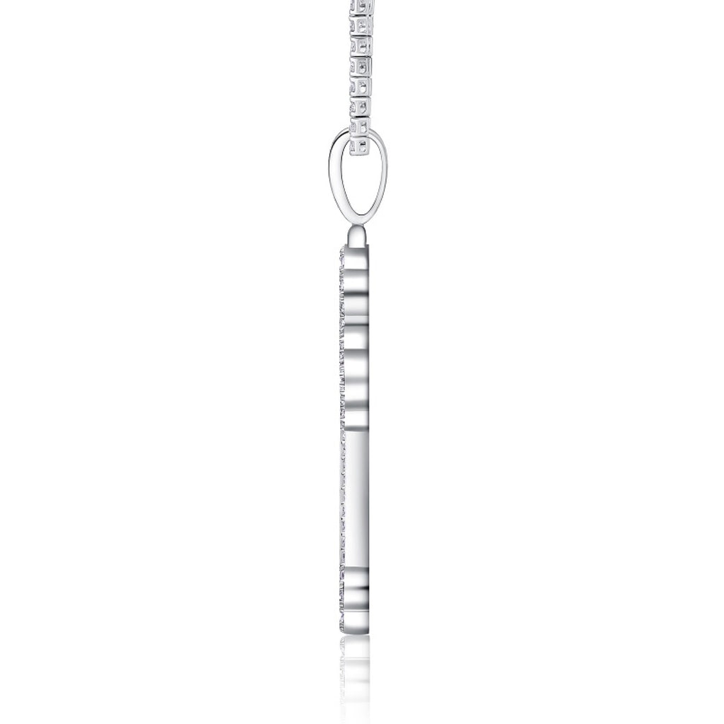 Ornata Moissanite Cross Necklace in Sterling Silver
