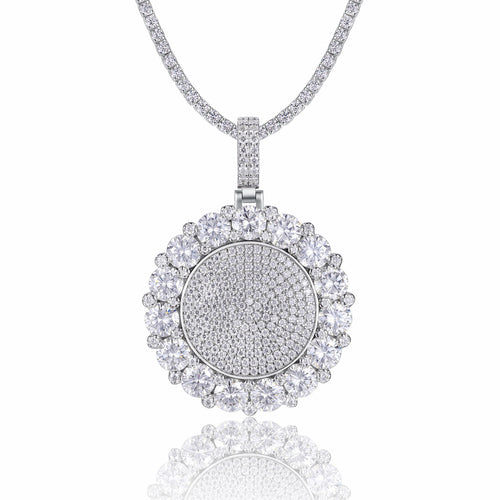 Aureomedal Moissanite Medallion Necklace in Sterling Silver