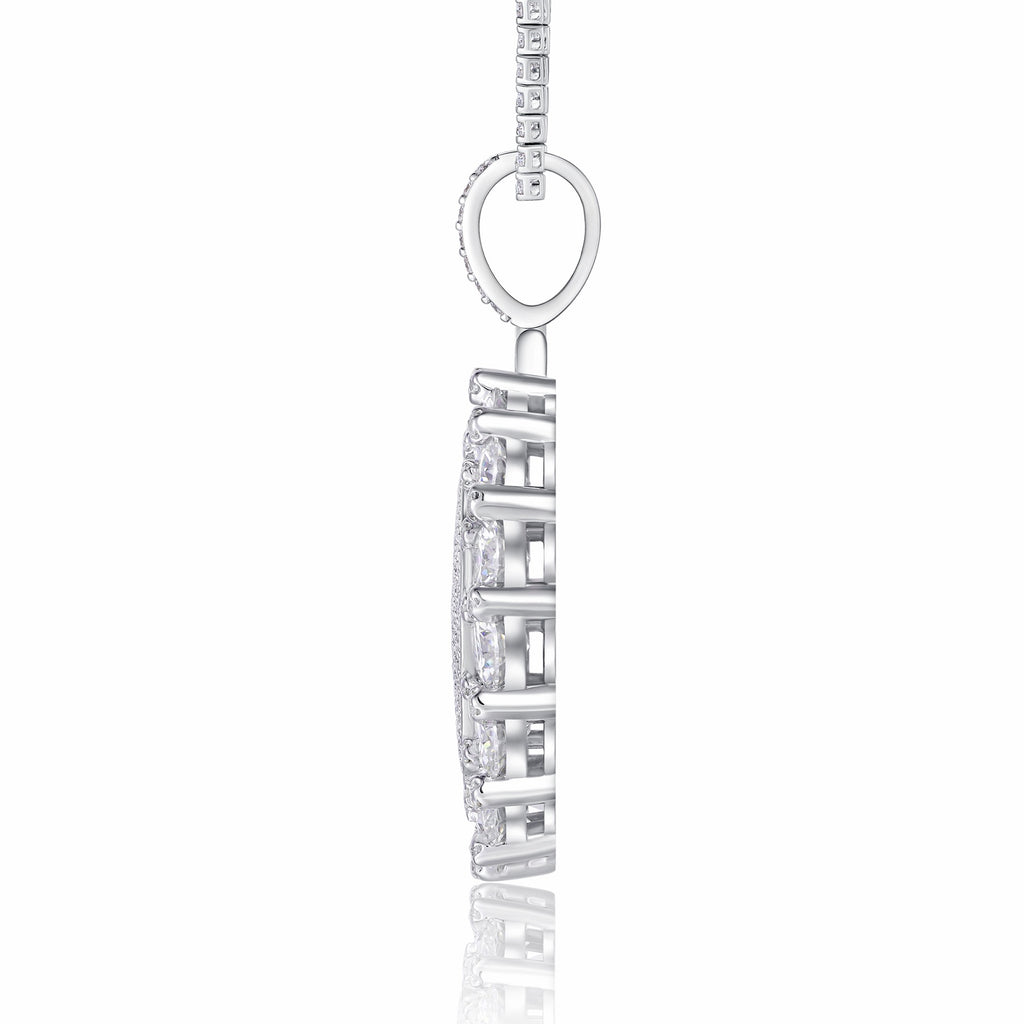 Aureomedal Moissanite Medallion Necklace in Sterling Silver
