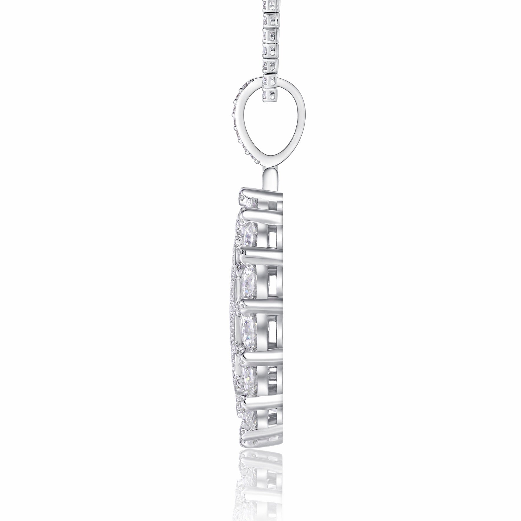 Aureomedal Moissanite Medallion Necklace in Sterling Silver