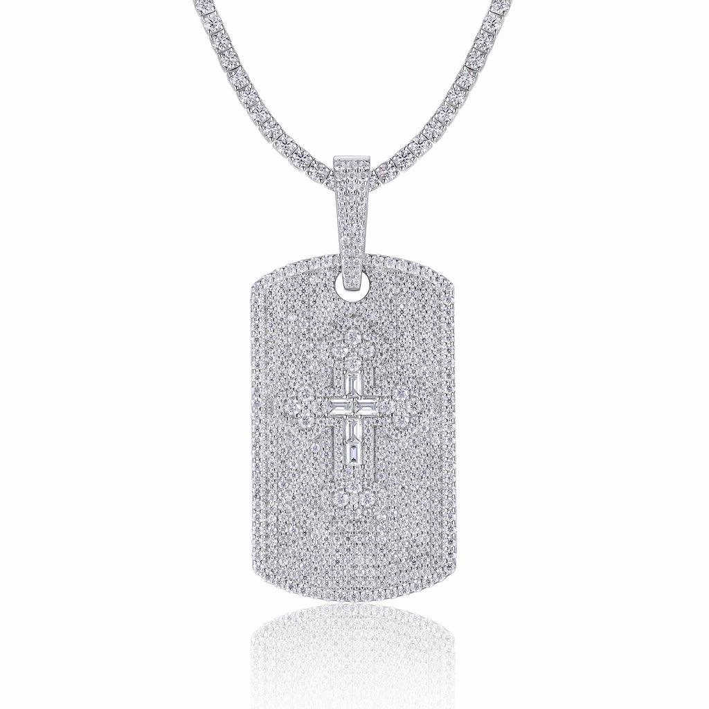 Piastrina Moissanite Pendant Necklace in Sterling Silver