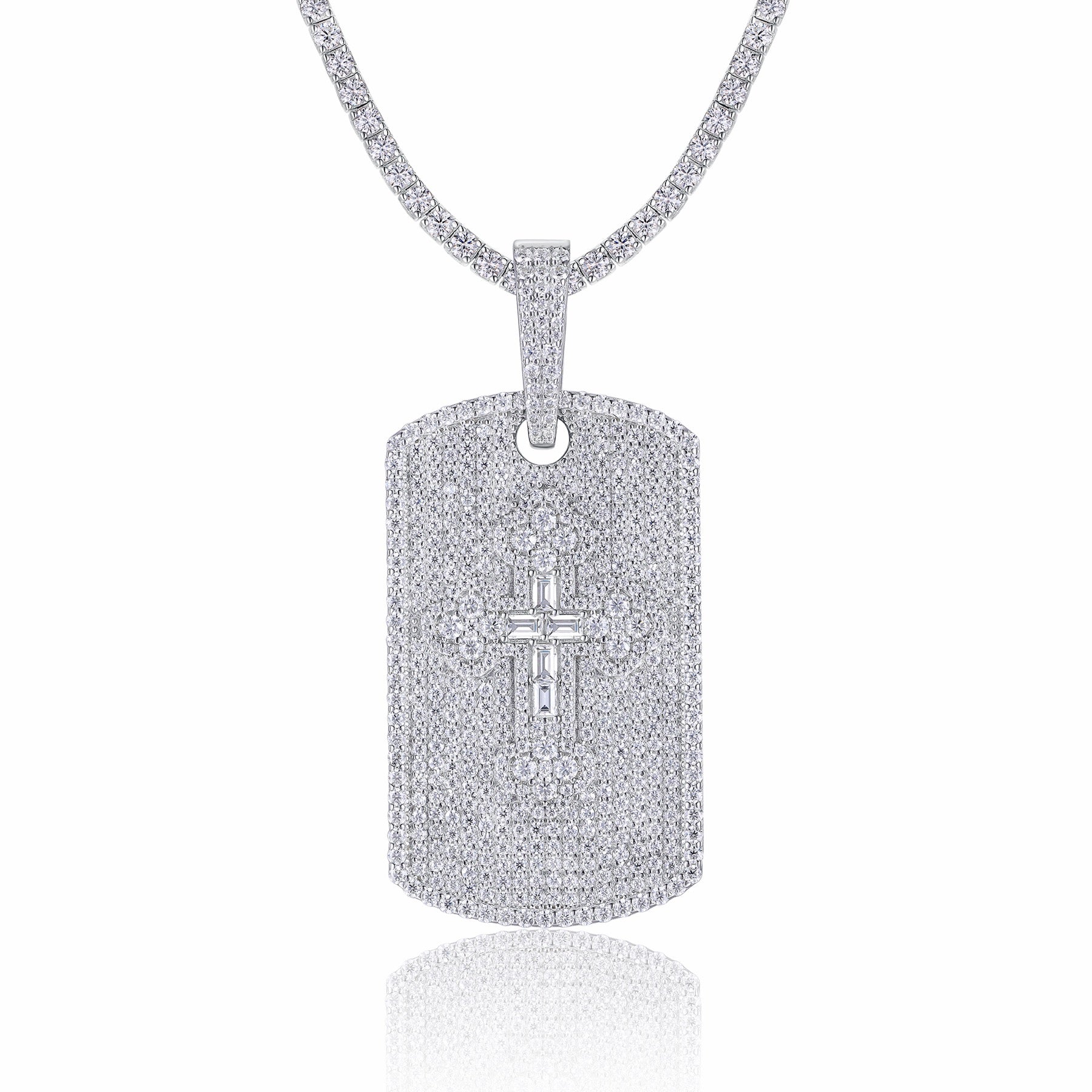 Piastrina Moissanite Pendant Necklace in Sterling Silver