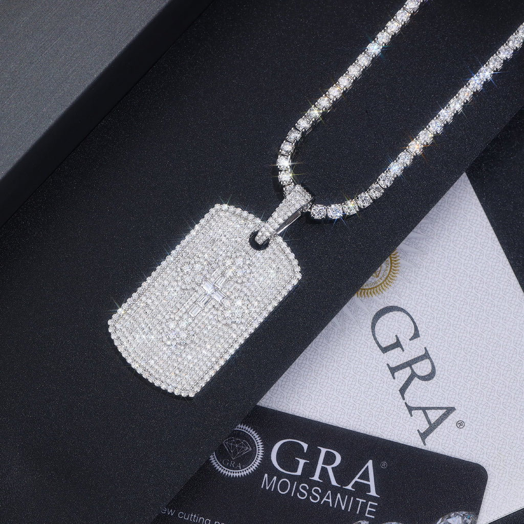 Piastrina Moissanite Pendant Necklace in Sterling Silver