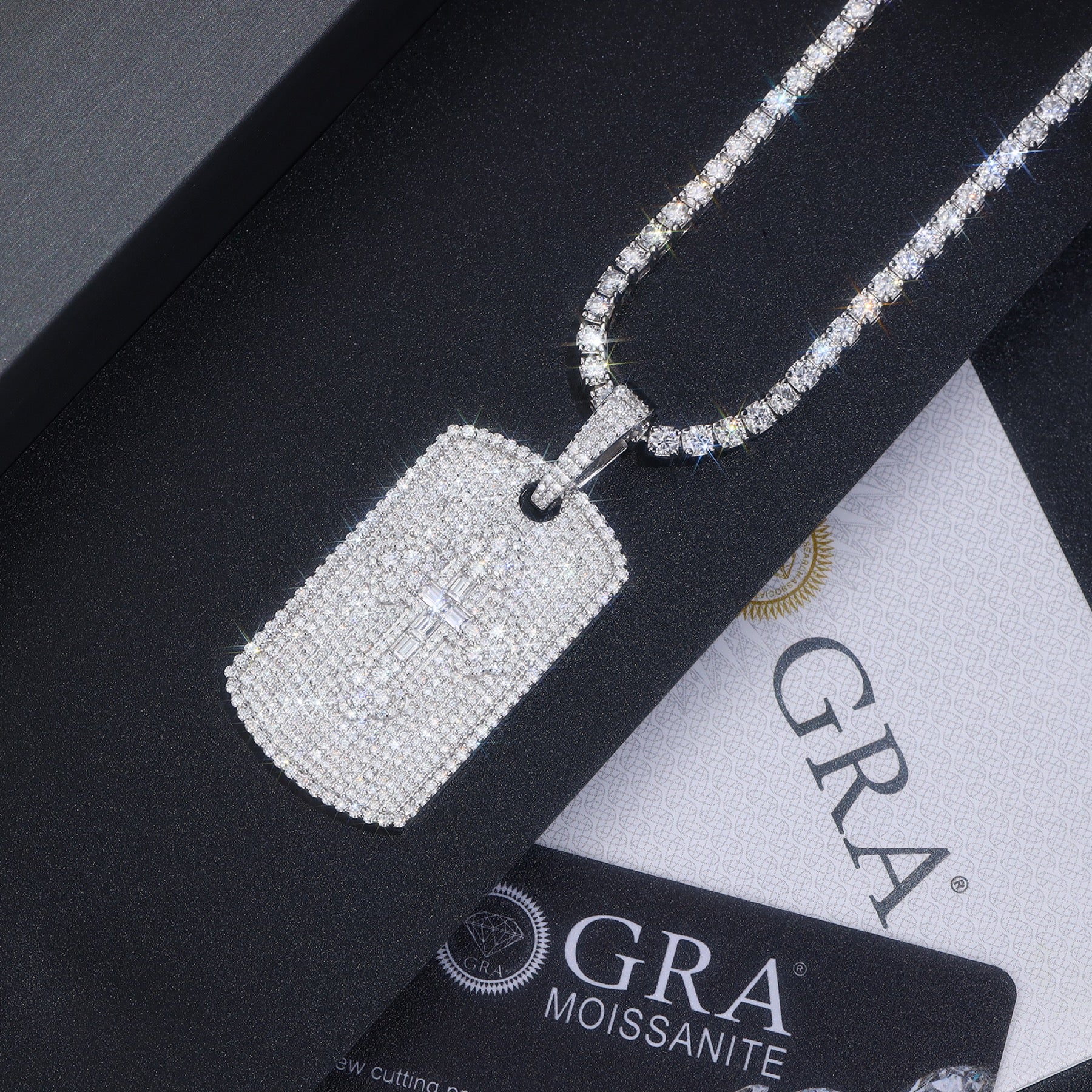 Piastrina Moissanite Pendant Necklace in Sterling Silver