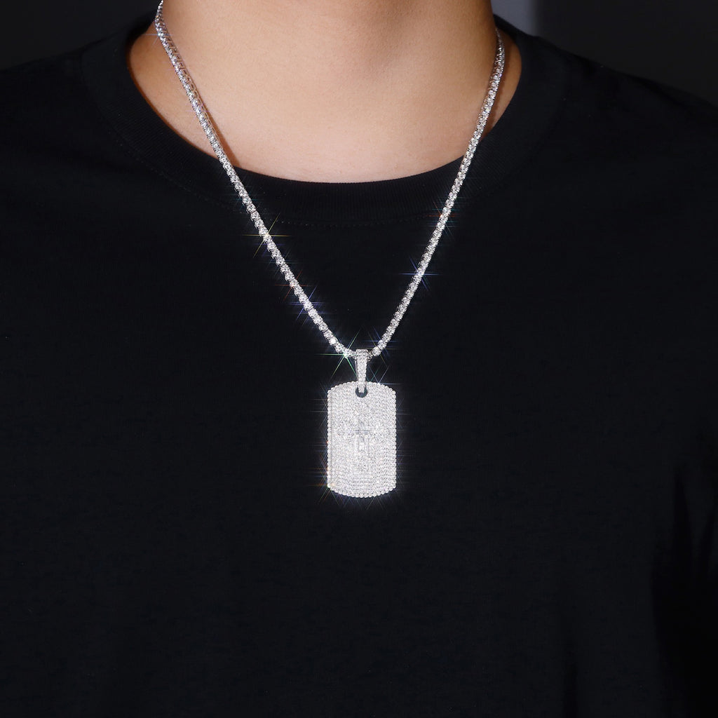 Piastrina Moissanite Pendant Necklace in Sterling Silver