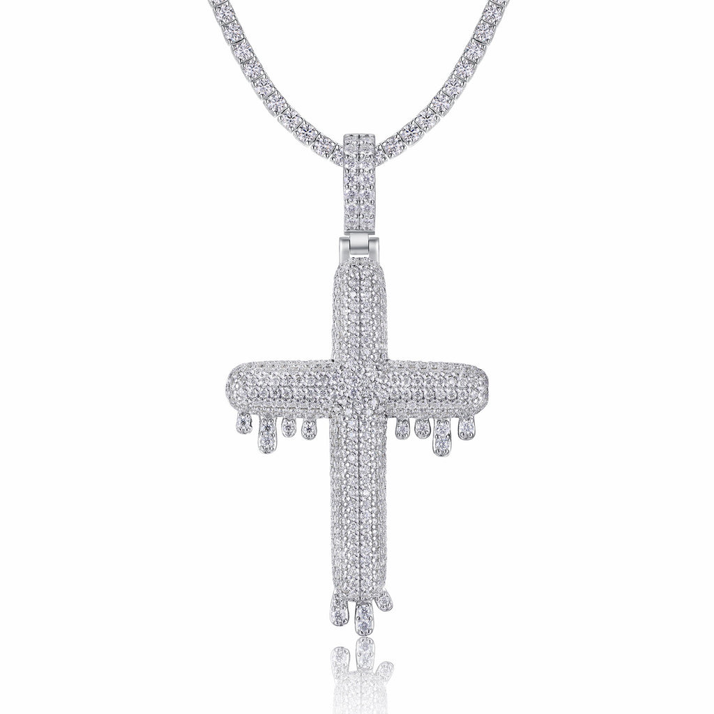 Colata Moissanite Cross Necklace in Sterling Silver