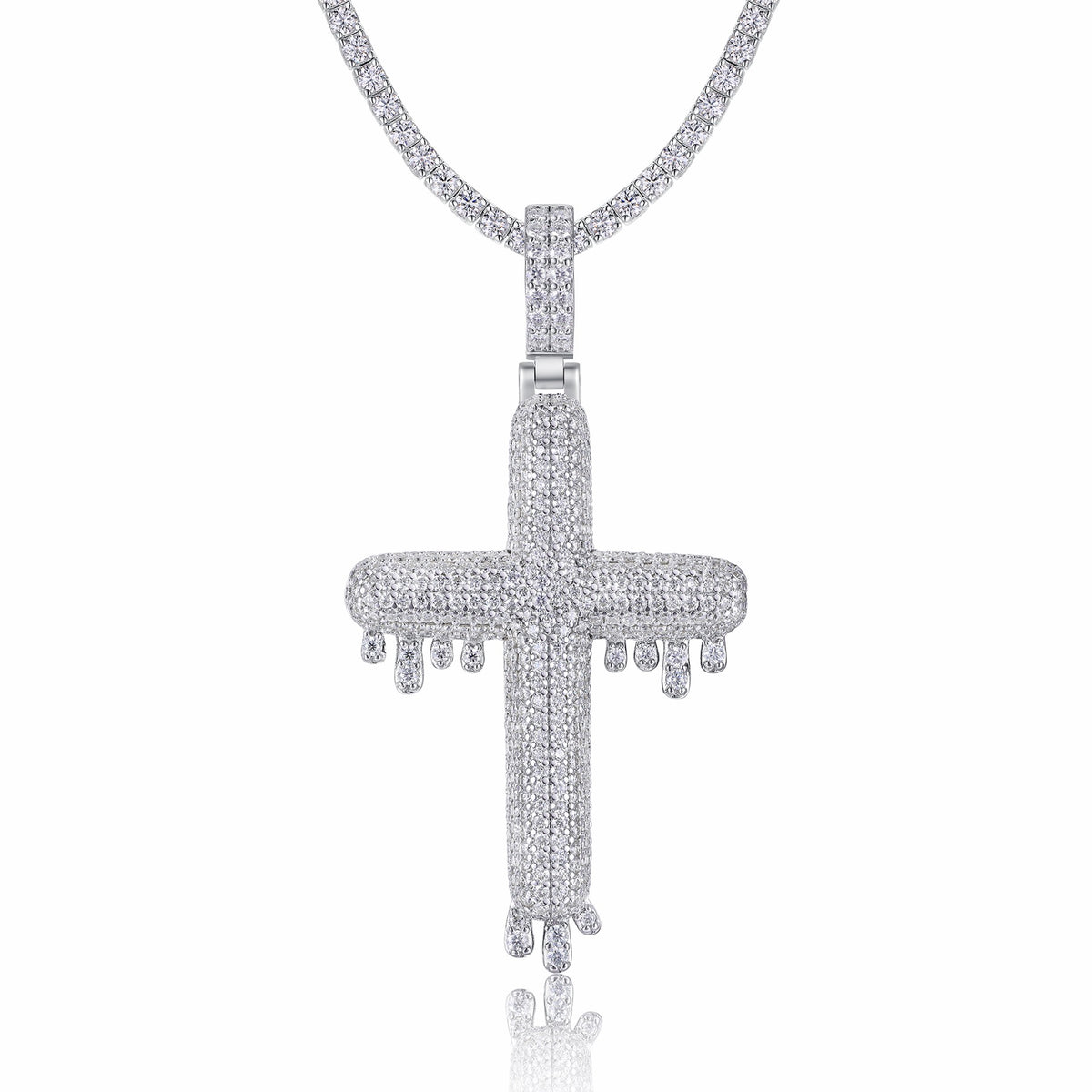 Colata Moissanite Cross Pendant in Sterling Silver