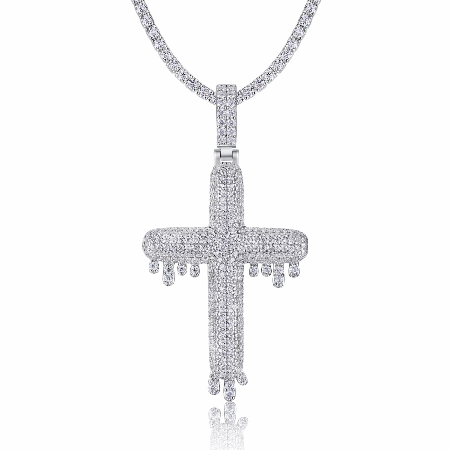 Colata Moissanite Cross Necklace in Sterling Silver