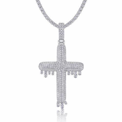 Colata Moissanite Cross Necklace in Sterling Silver
