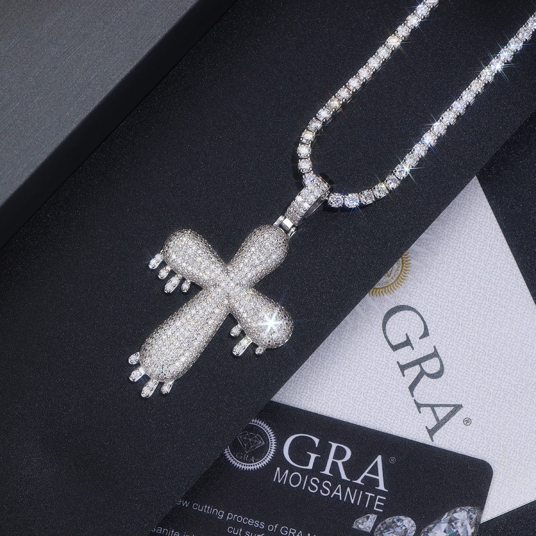 Fusione Moissanite Cross Necklace in Sterling Silver