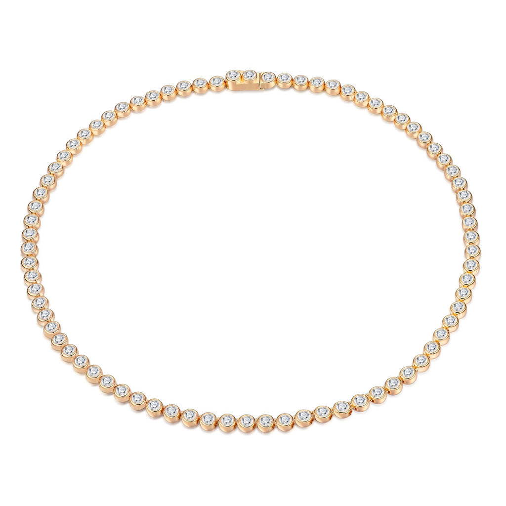 Dorata Moissanite Tennis Necklace in Gold-Tone Sterling Silver