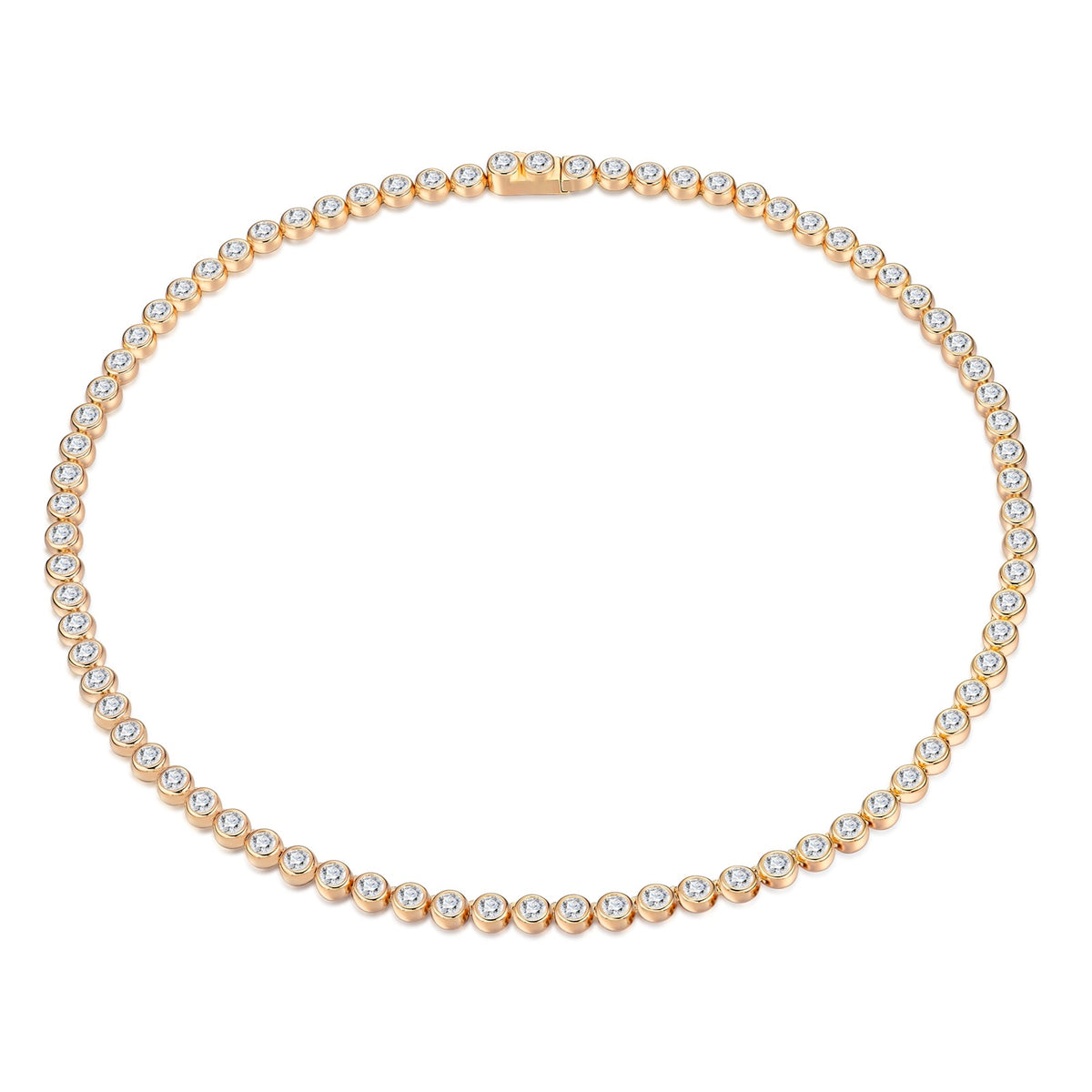 Dorata Moissanite Tennis Necklace in Gold-Tone Sterling Silver
