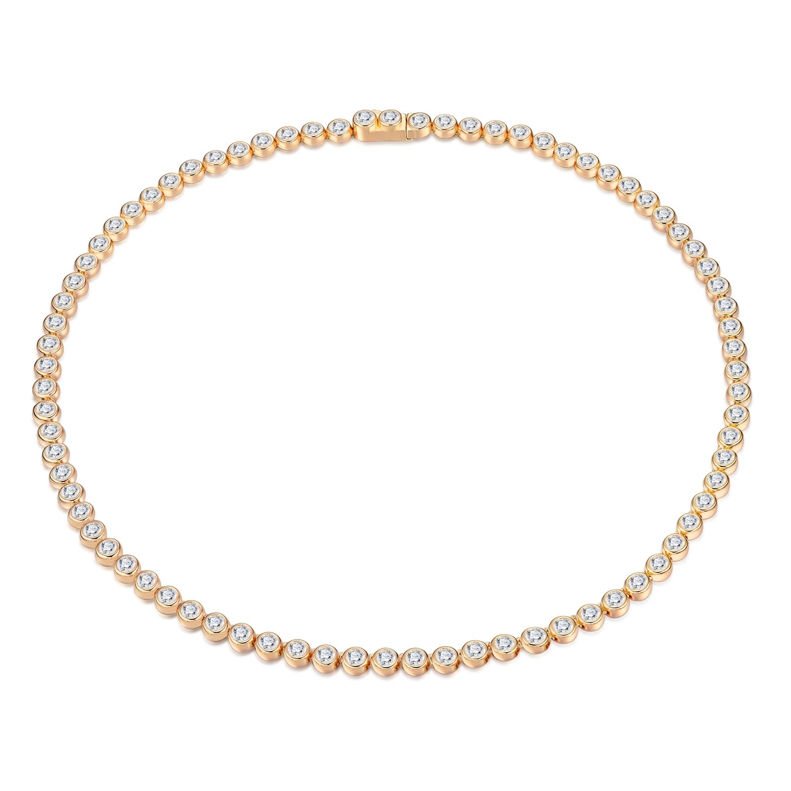 Dorata Moissanite Tennis Necklace in Gold-Tone Sterling Silver
