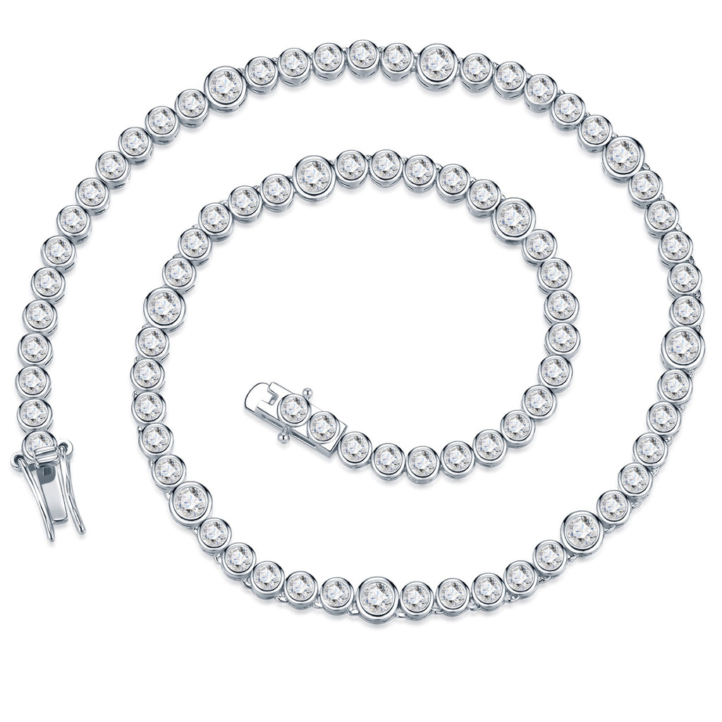 Bezela Moissanite Tennis Necklace in Sterling Silver