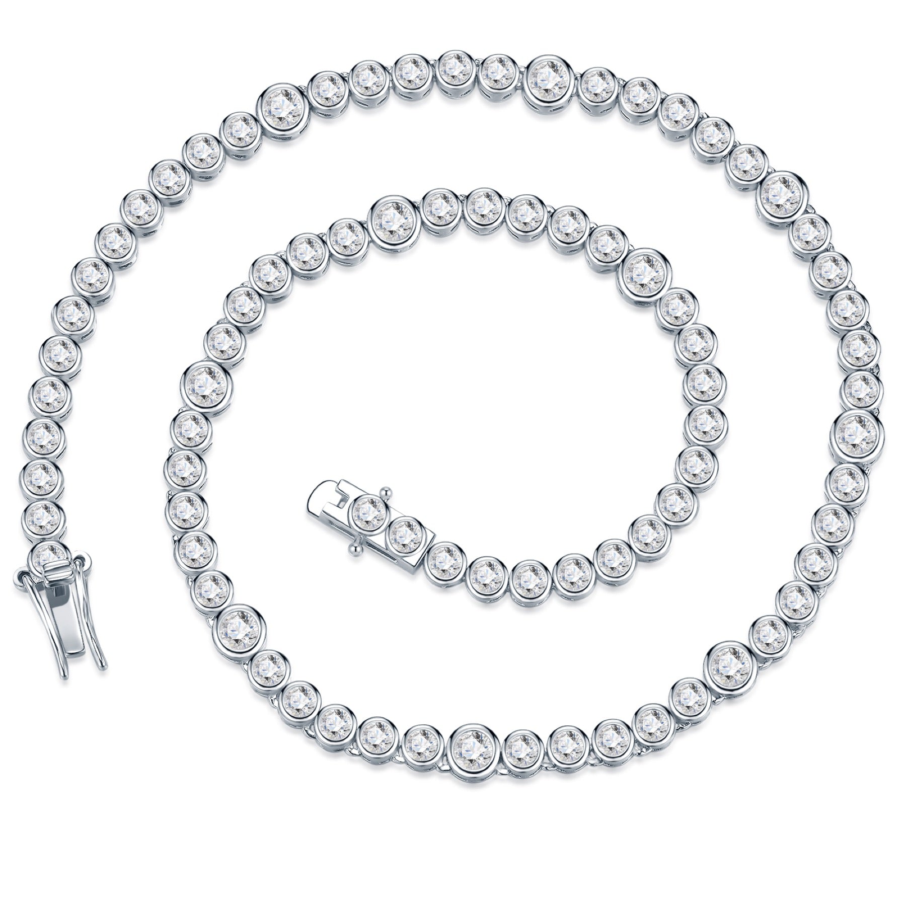 Bezela Moissanite Tennis Necklace in Sterling Silver