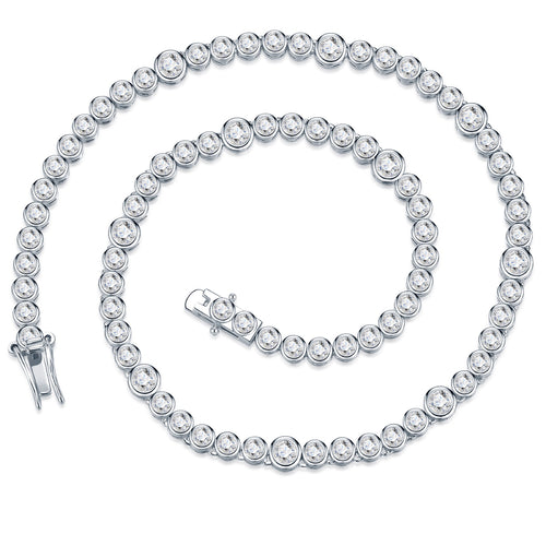 Bezela Moissanite Tennis Necklace in Sterling Silver