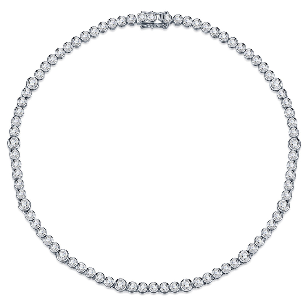 Bezela Moissanite Tennis Necklace in Sterling Silver