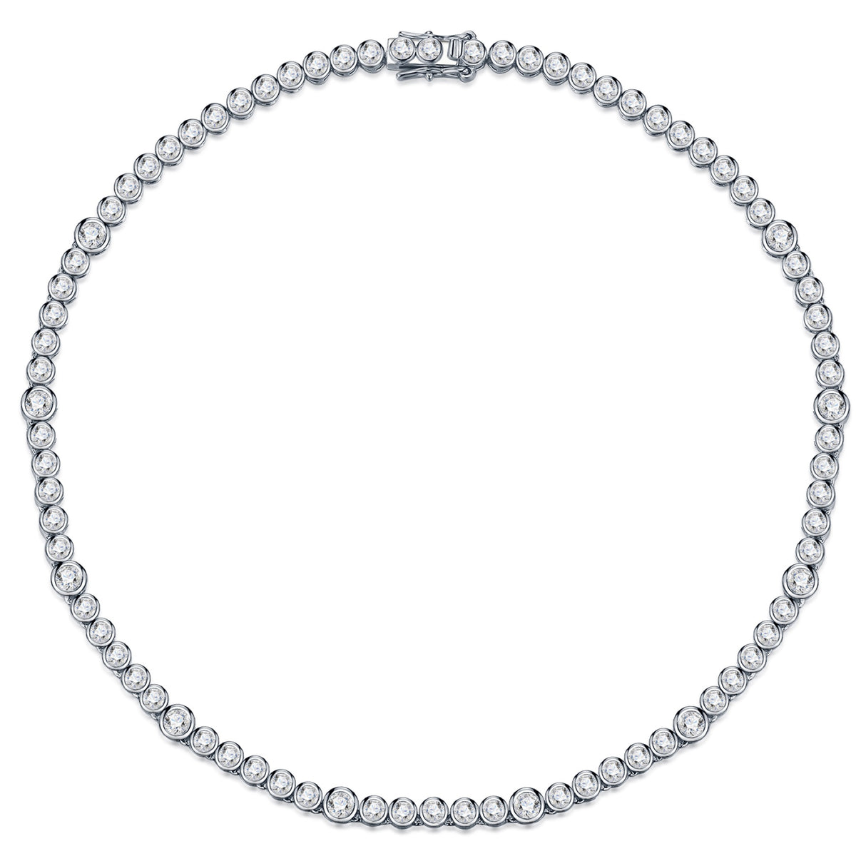 Bezela Moissanite Tennis Necklace in Sterling Silver