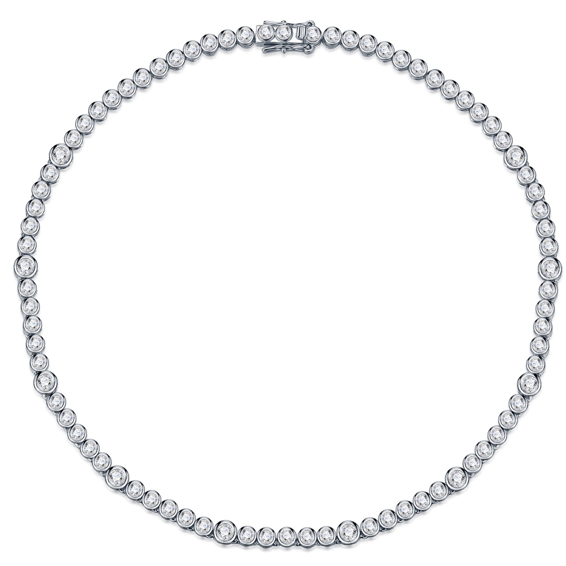 Bezela Moissanite Tennis Necklace in Sterling Silver