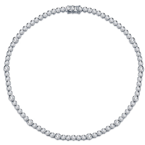 Bezela Moissanite Tennis Necklace in Sterling Silver