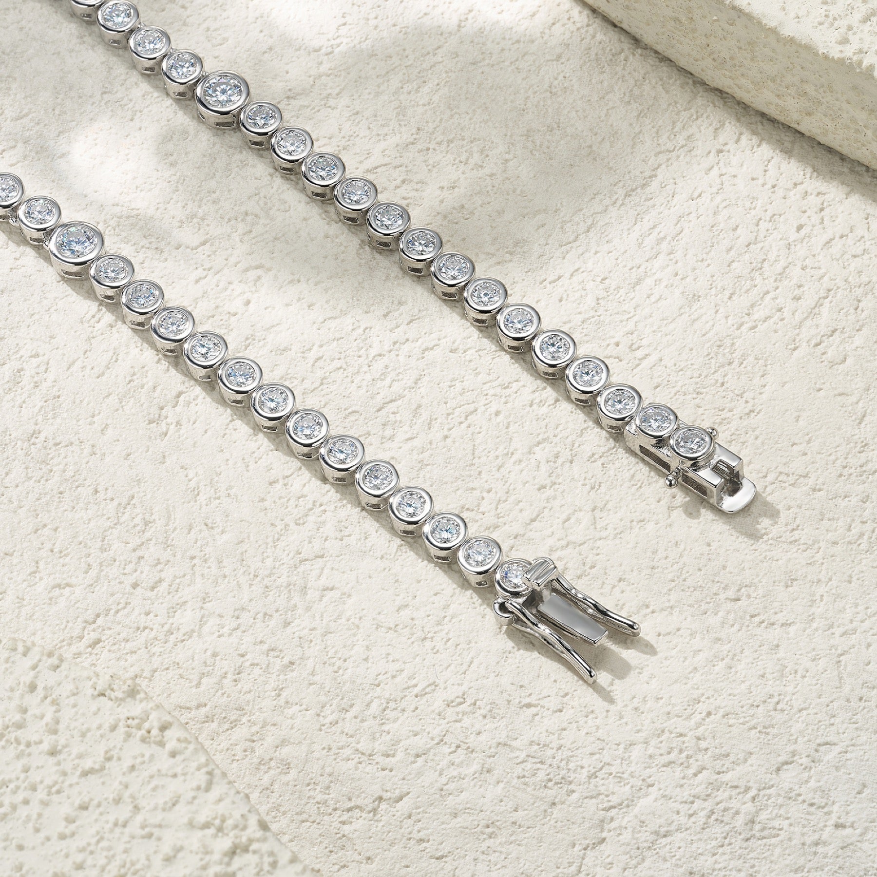 Bezela Moissanite Tennis Necklace in Sterling Silver