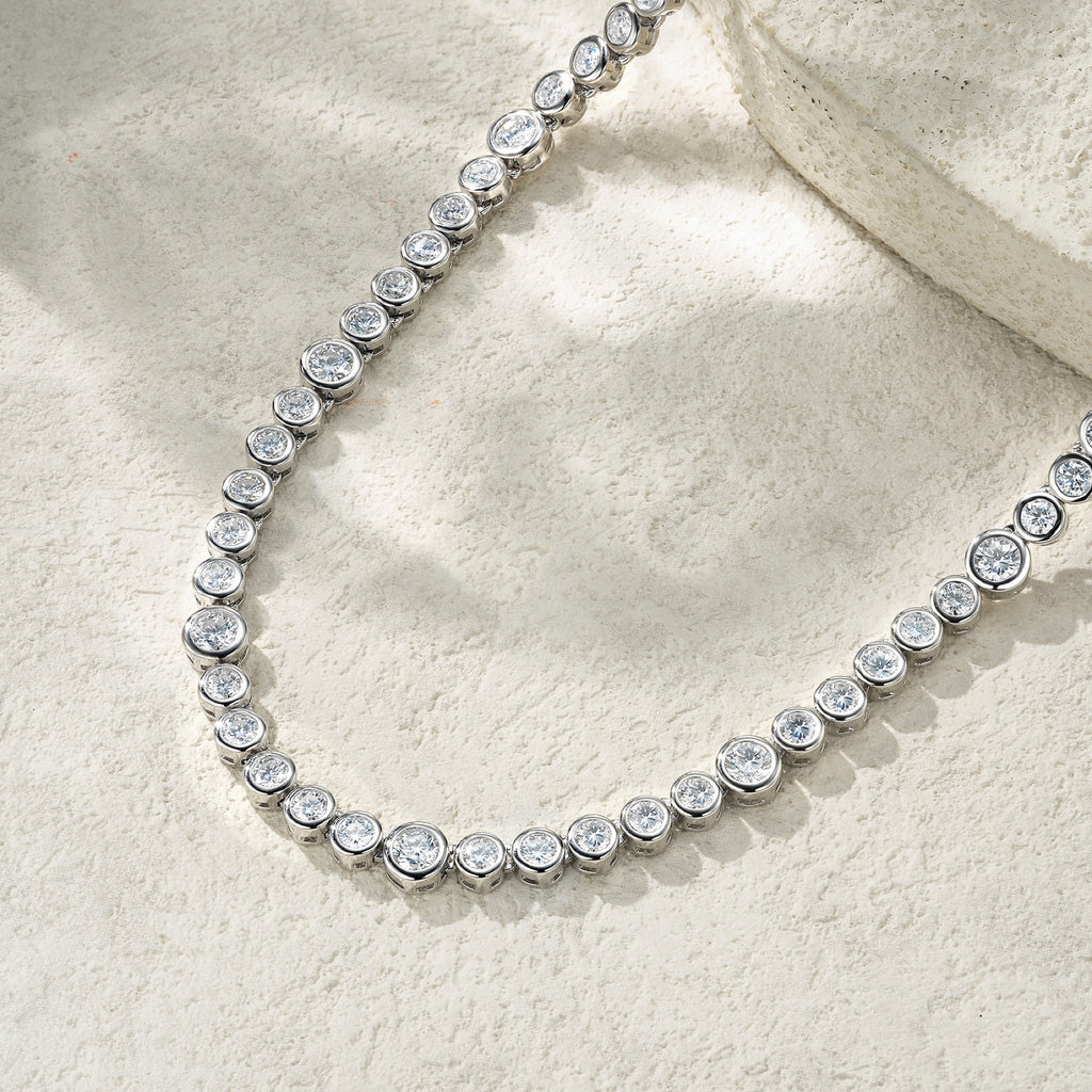 Bezela Moissanite Tennis Necklace in Sterling Silver