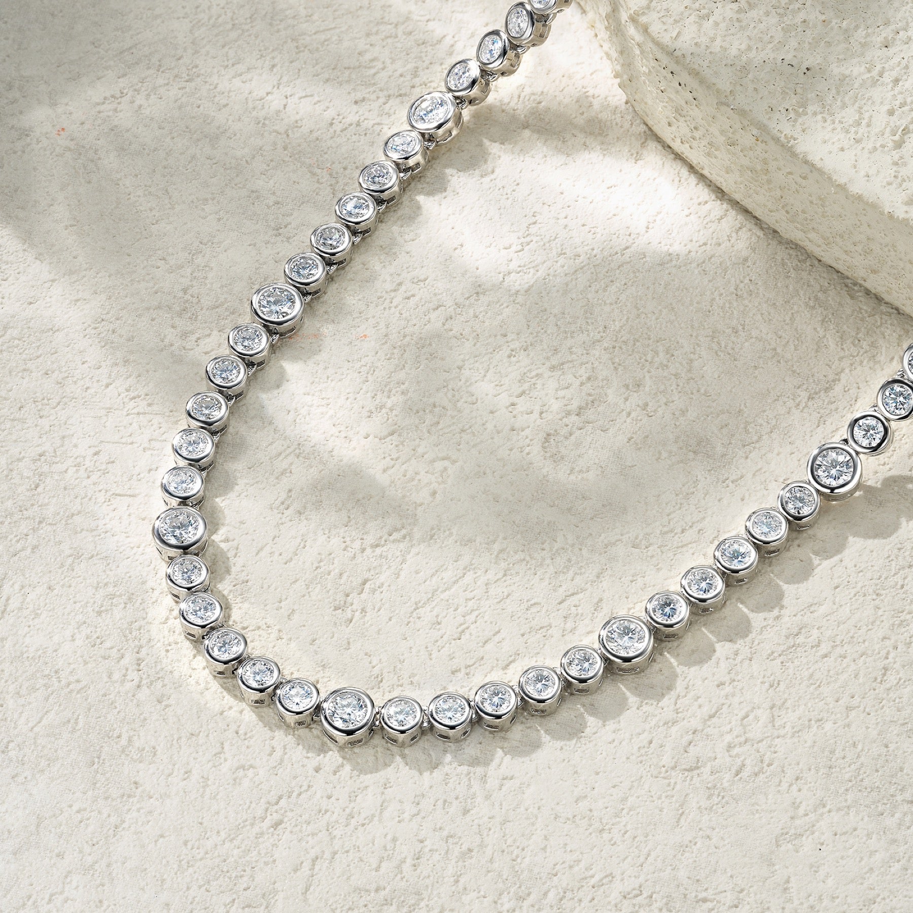 Bezela Moissanite Tennis Necklace in Sterling Silver