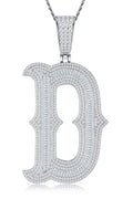 Initial D Moissanite Iced Letter Pendant Necklace in Sterling Silver